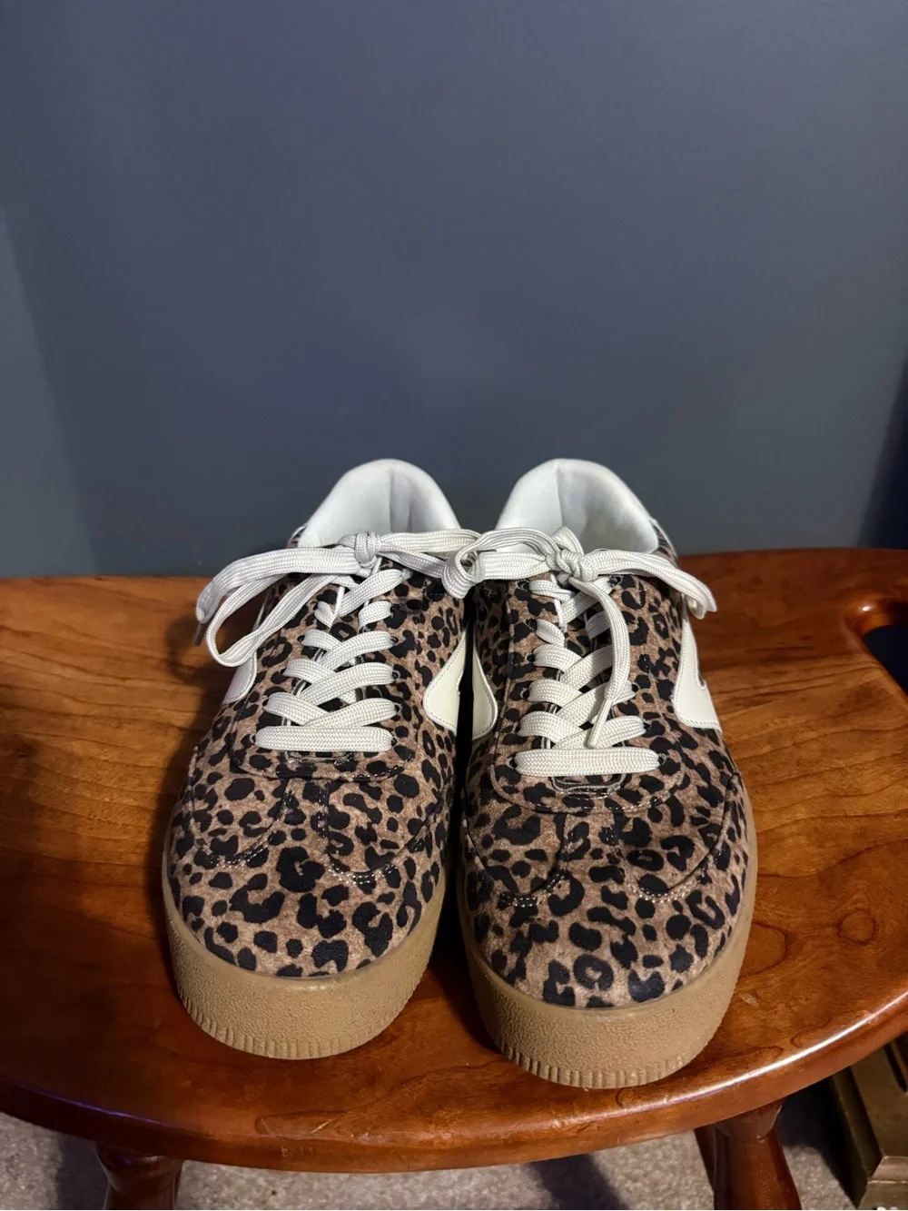 Leopard Print Women's Casual Sneakers with Cream Accents